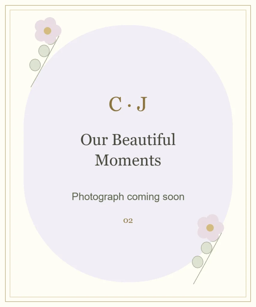 Decorative placeholder for couple photograph 2 — photograph coming soon